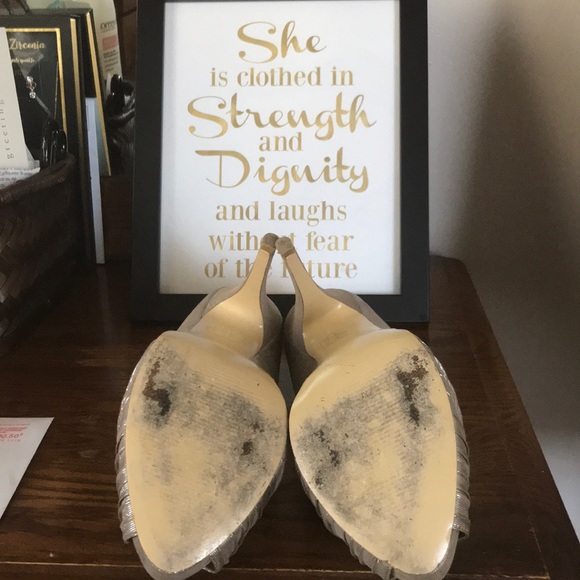 Lulu Townsend Silver Peep Toe Heels - 8.5 - Picture 5 of 5